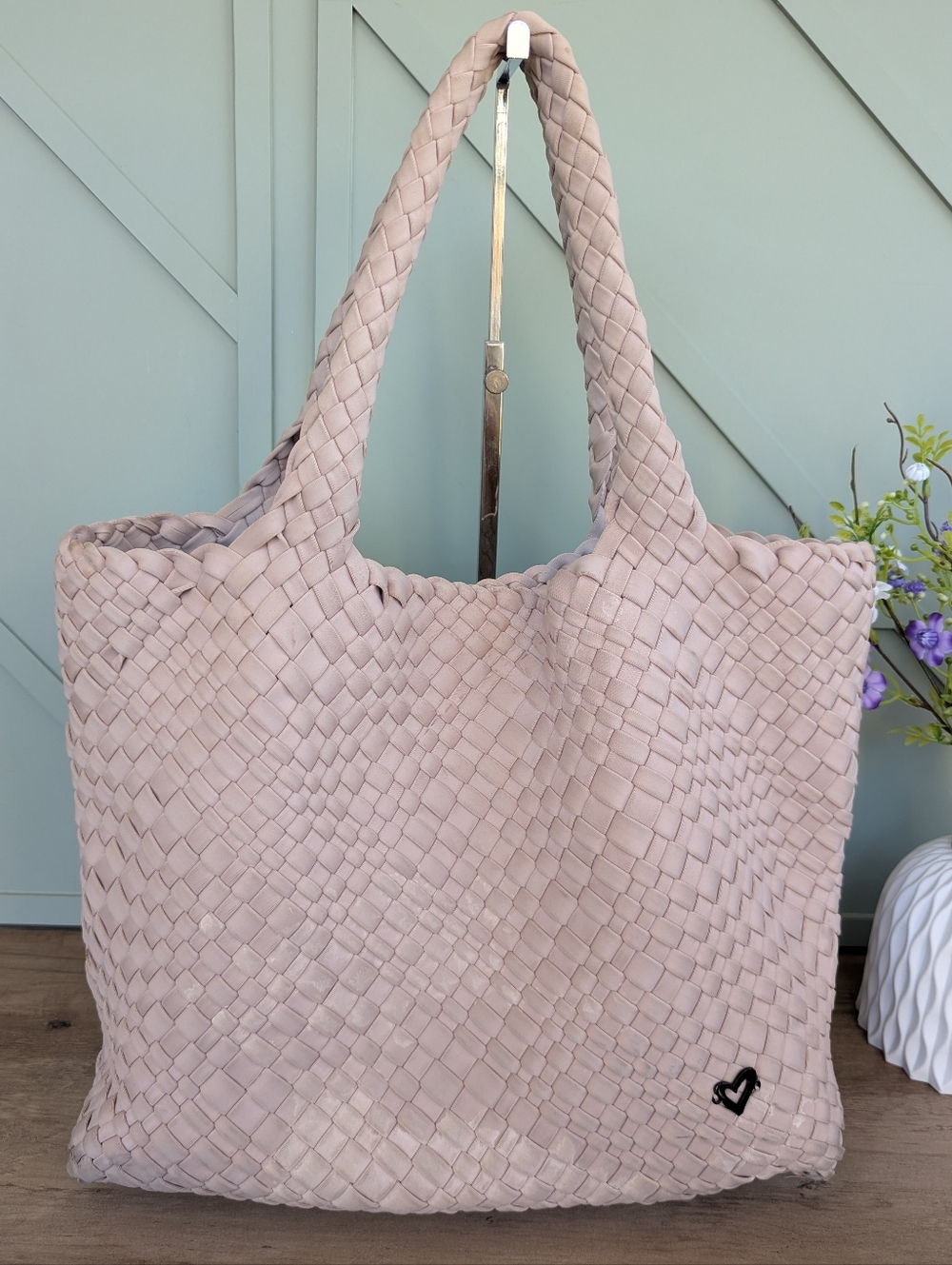 Prenelove Braided Tote Bag in Light Blush Pink